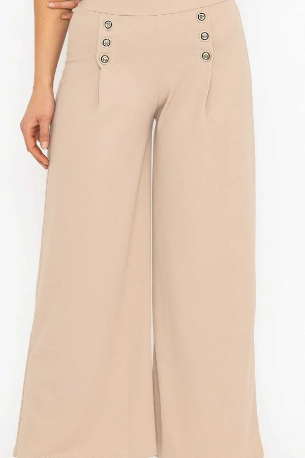Beige Wide Leg Scuba Trousers Beige