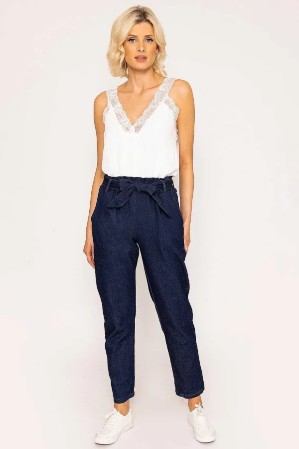 Belted Jeans In Denim