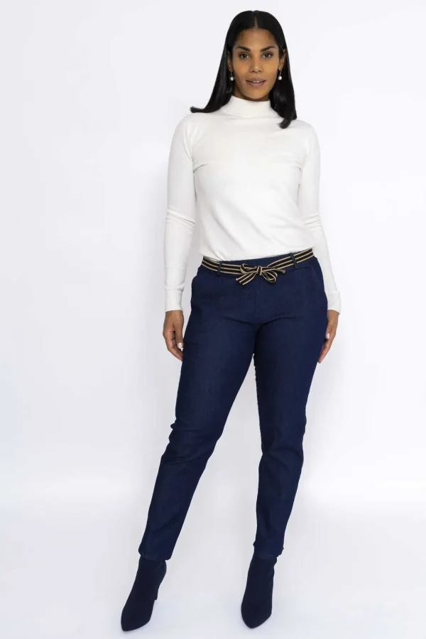 Belted Jeans In Denim