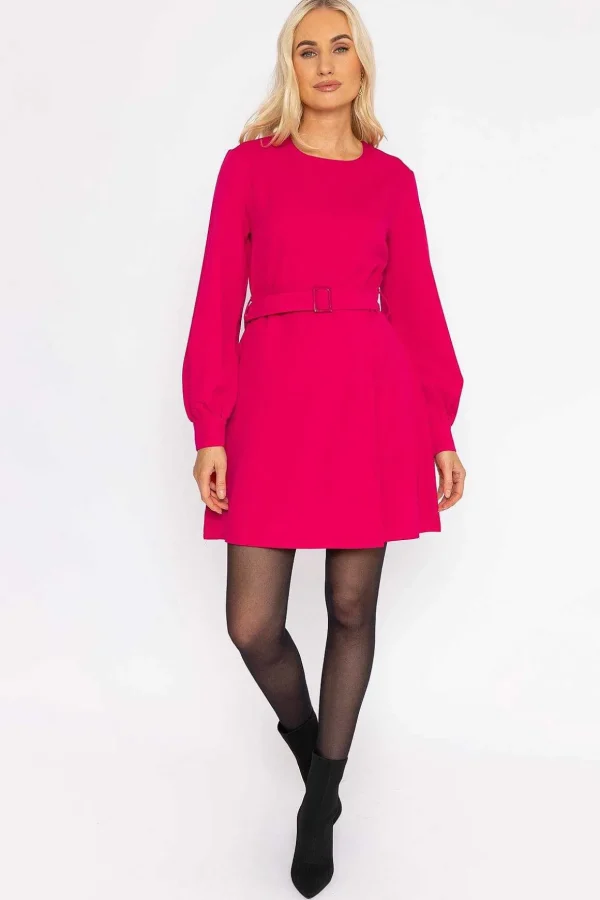 Belted Mini Dress In Fuchsia