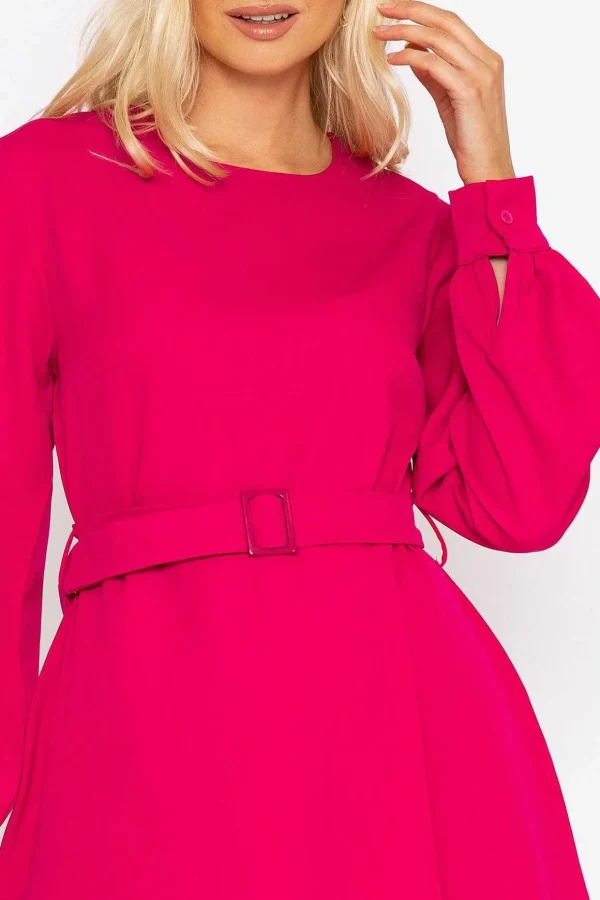 Belted Mini Dress In Fuchsia