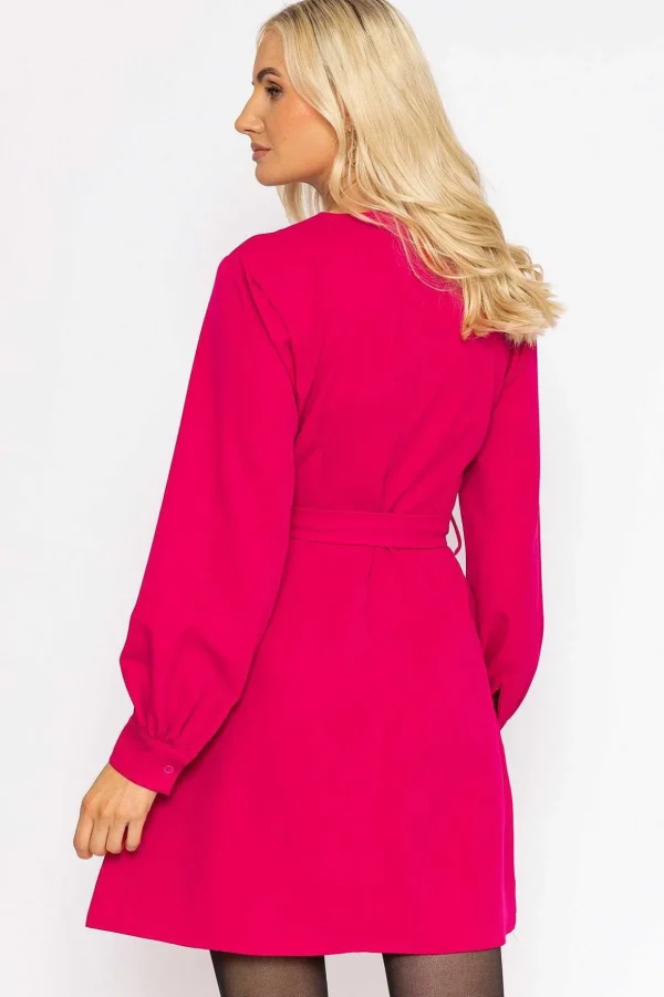 Belted Mini Dress In Fuchsia