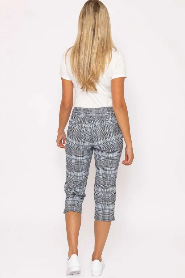 Bengaline Check Crop Pants In Blue Print