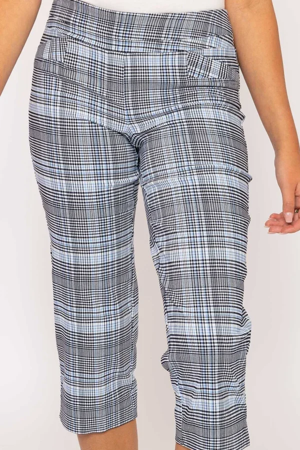 Bengaline Check Crop Pants In Blue Print