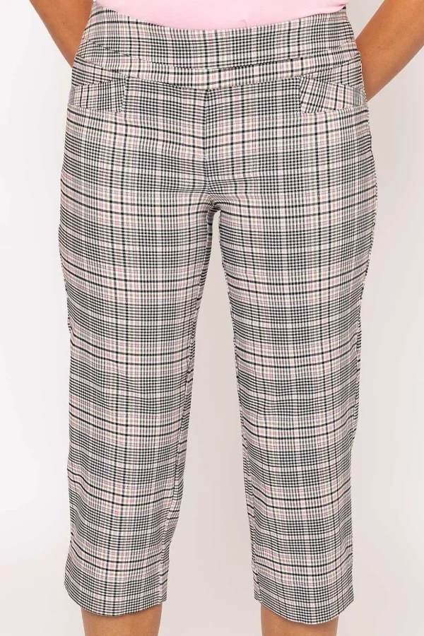 Bengaline Check Crop Pants In Pink Print