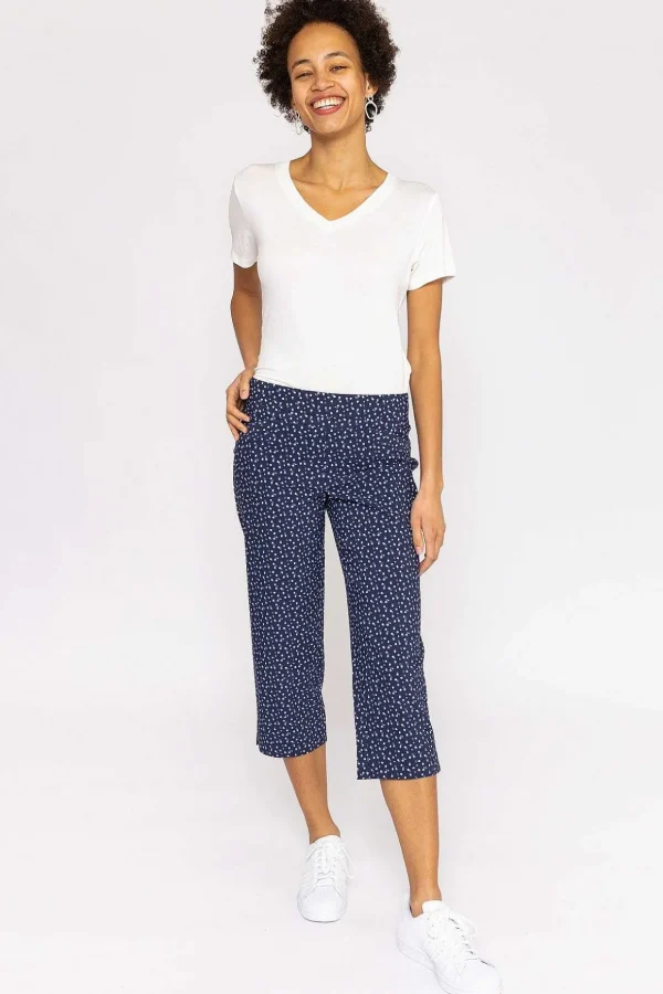 Bengaline Crop Pants In Navy Print