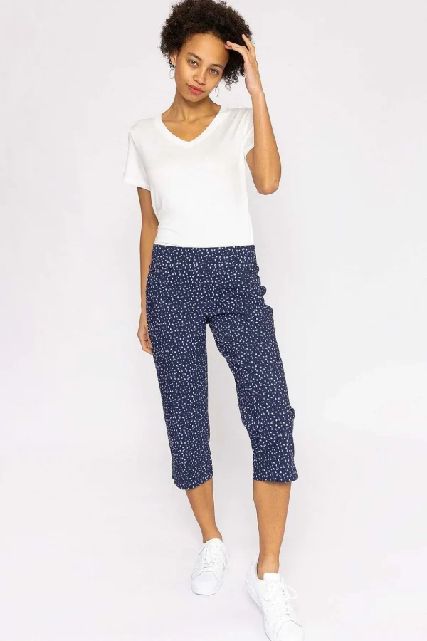 Bengaline Crop Pants In Navy Print