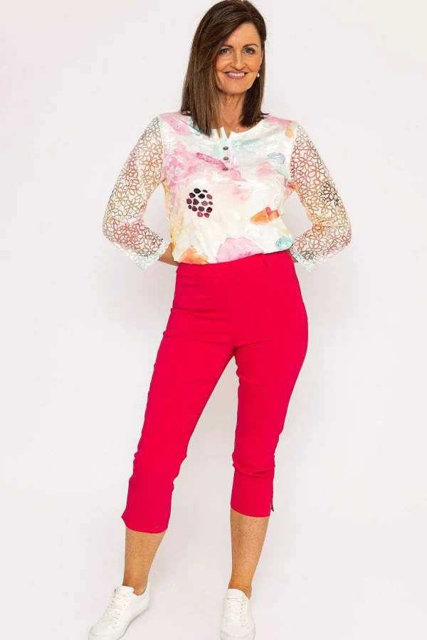 Bengaline Cropped Trousers In Hot Pink