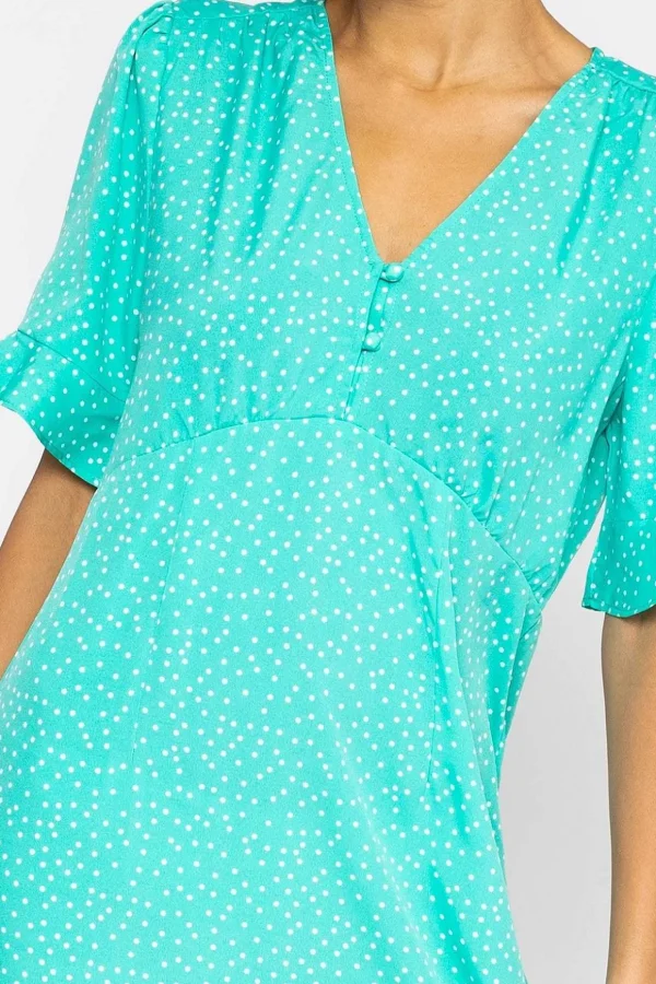 Betty Midi Dress In Aqua Print