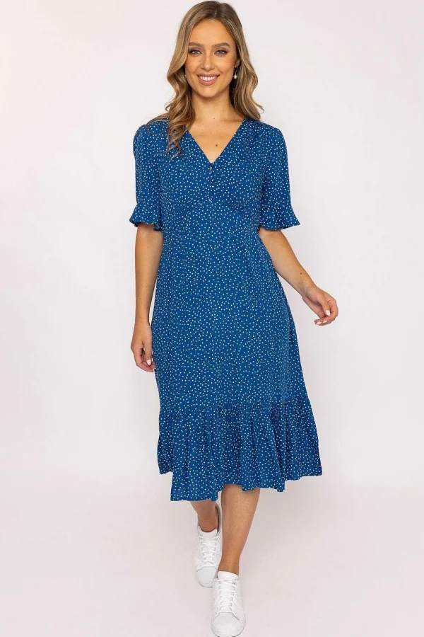 Betty Midi Dress In Blue Print