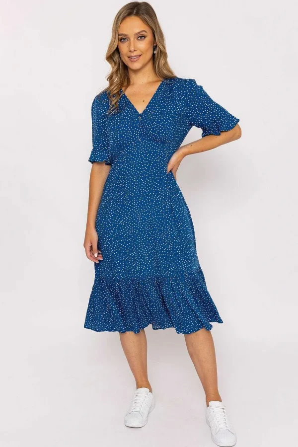 Betty Midi Dress In Blue Print