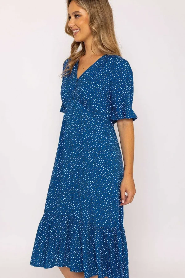 Betty Midi Dress In Blue Print