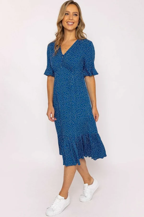 Betty Midi Dress In Blue Print