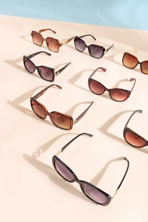 Black And Brown Contrast Arm Sunglasses