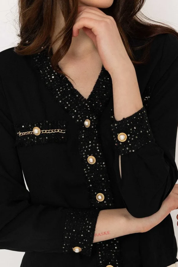 Black Fabric Detail Blouse
