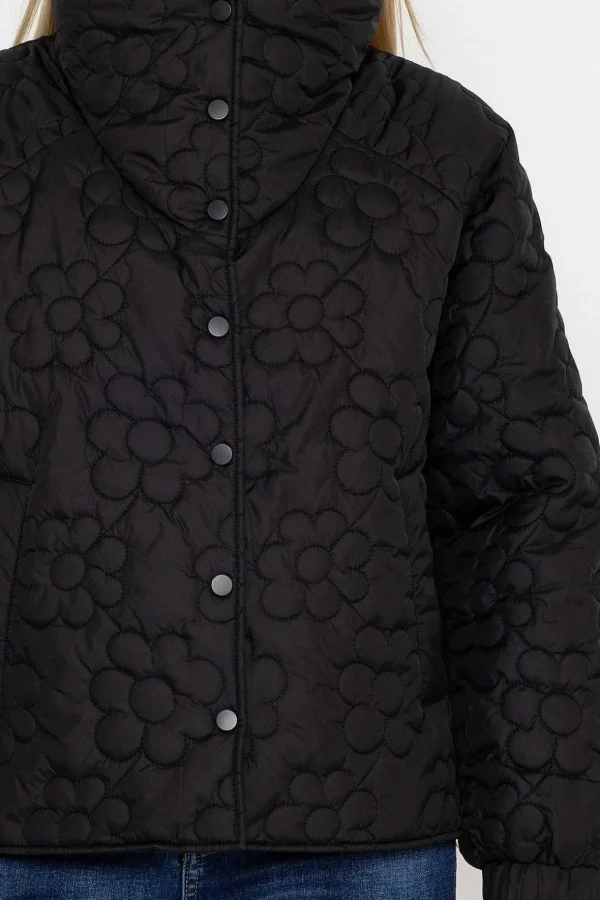 Black Floral Quilt Boxy Jacket