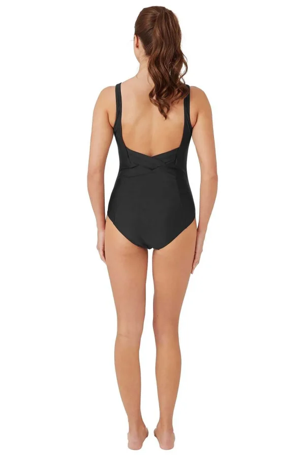 Black Pleated Swimsuit
