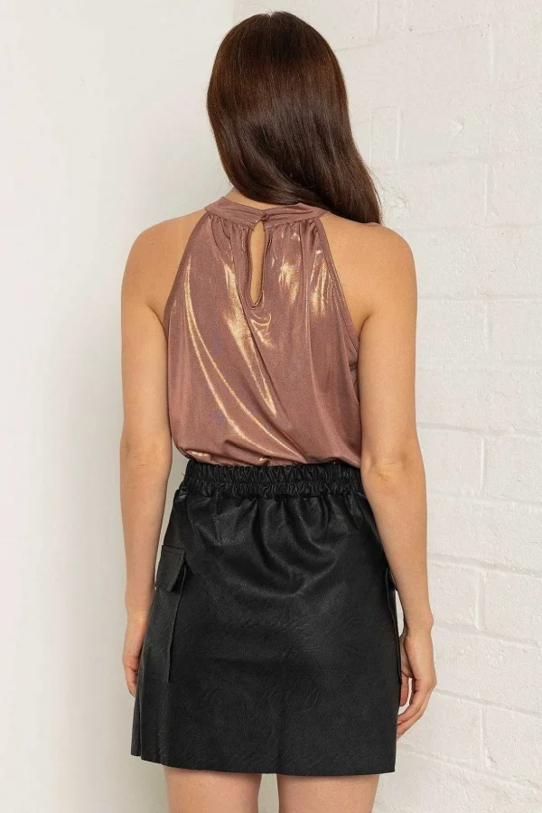 Black Pu Cargo Skirt