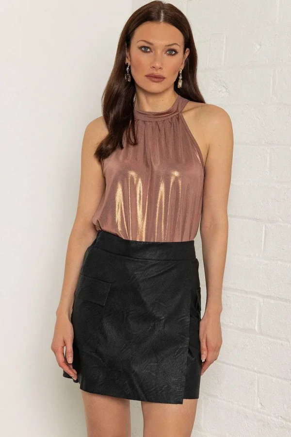 Black Pu Cargo Skirt