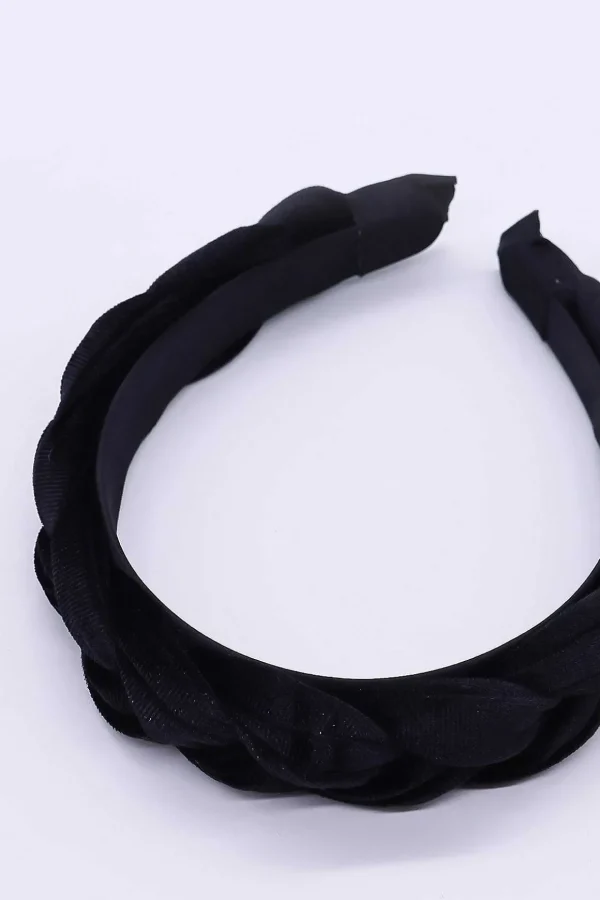 Black Velvet Plaited Hairband