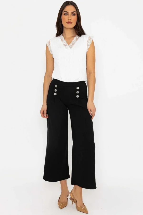 Black Wide Leg Scuba Trousers