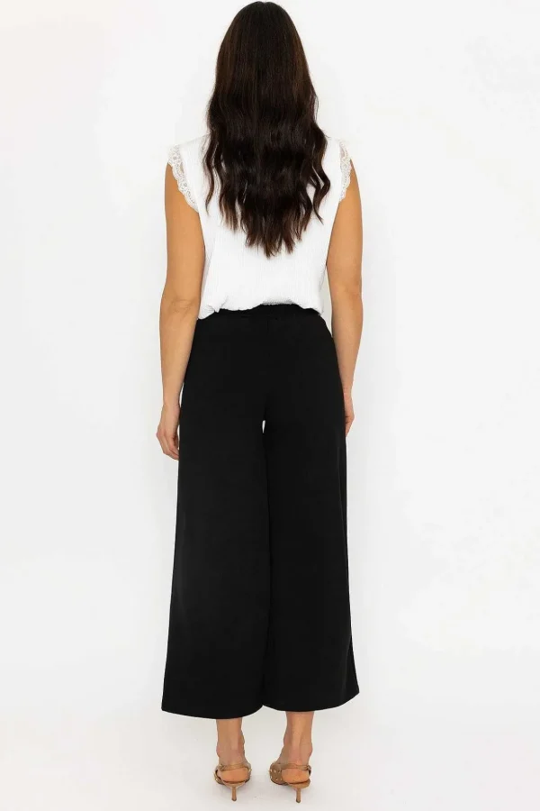 Black Wide Leg Scuba Trousers