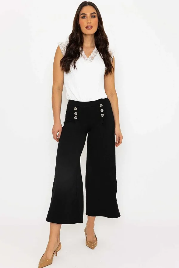 Black Wide Leg Scuba Trousers