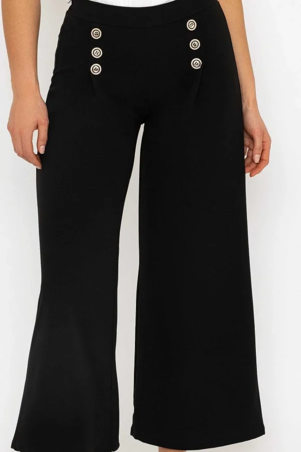 Black Wide Leg Scuba Trousers