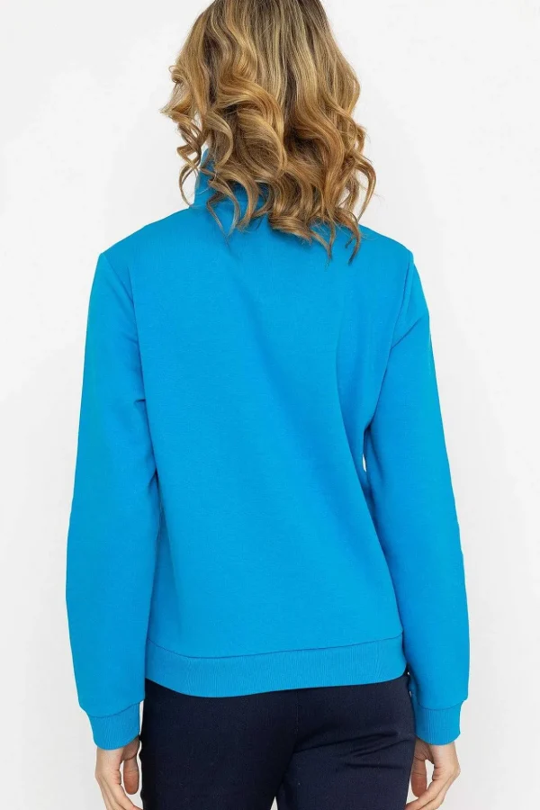 Blue 1/4 Zip Pocket Sweatshirt