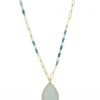Blue Amazon Gemstone Mid Length Necklace