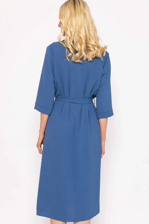 Blue Belted Shirt Dress