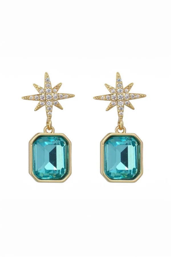 Blue Crystal Star Earrings