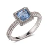 Blue Cz Rhodium Ring Size 7