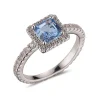 Blue Cz Rhodium Ring Size 8