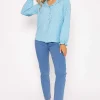 Blue Dobby Jacquard Blouse