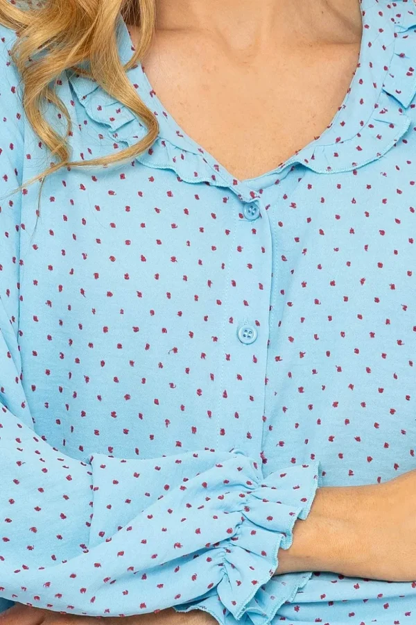 Blue Dobby Jacquard Blouse