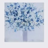 Blue Floral Textured Canvas Wall Art