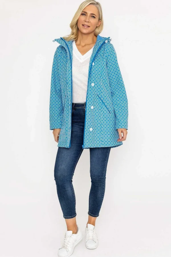 Blue Geo Print Bonded Jacket