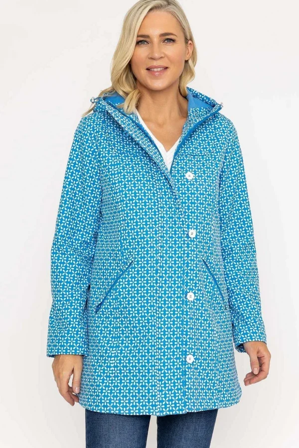 Blue Geo Print Bonded Jacket