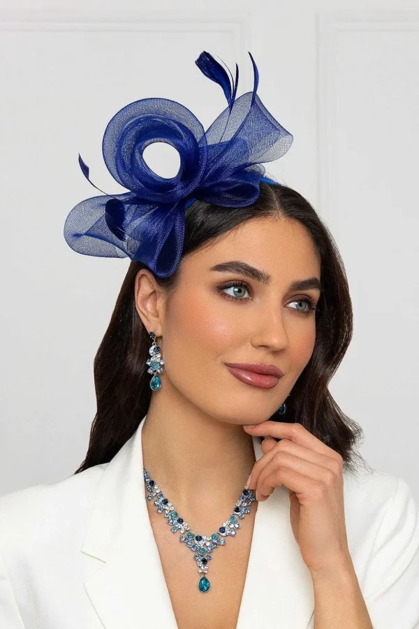 Blue Hairband Fascinator With Feathers