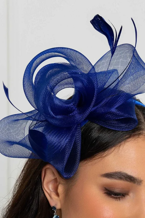 Blue Hairband Fascinator With Feathers