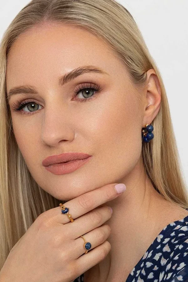 Blue Lapis Beaded Earrings
