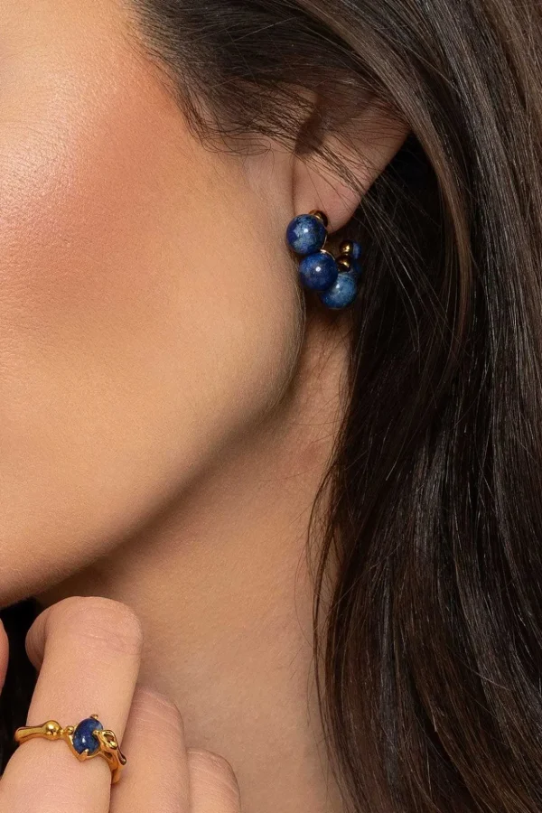 Blue Lapis Beaded Earrings