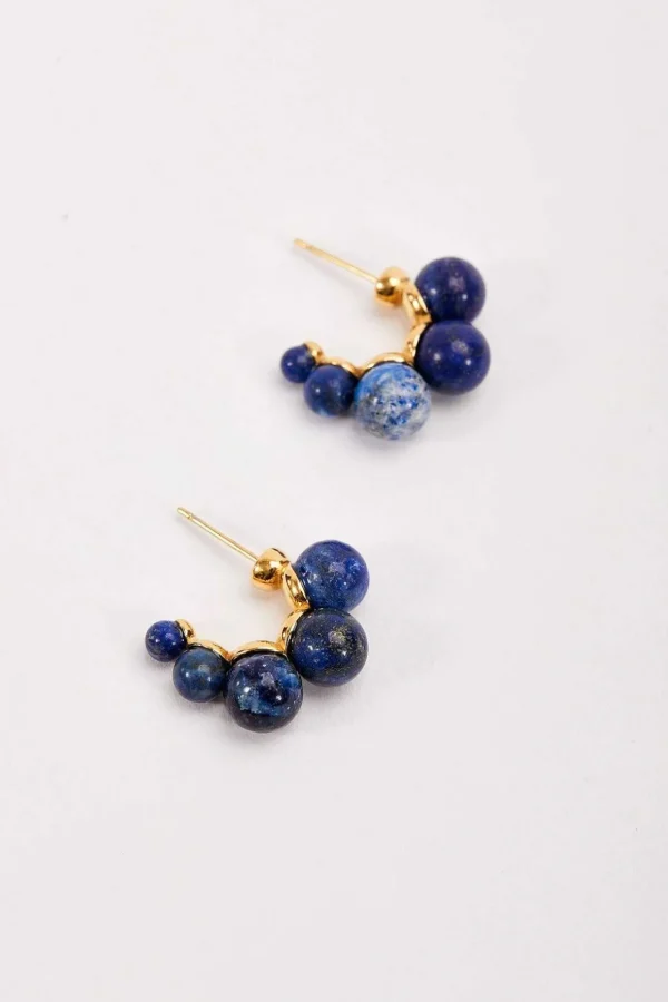 Blue Lapis Beaded Earrings