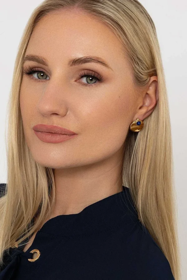 Blue Lapis Stud Earrings