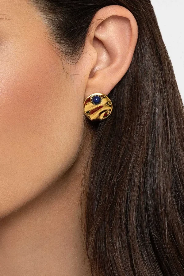 Blue Lapis Stud Earrings