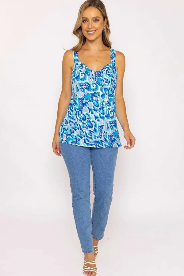 Blue Lurex Print Cami Top