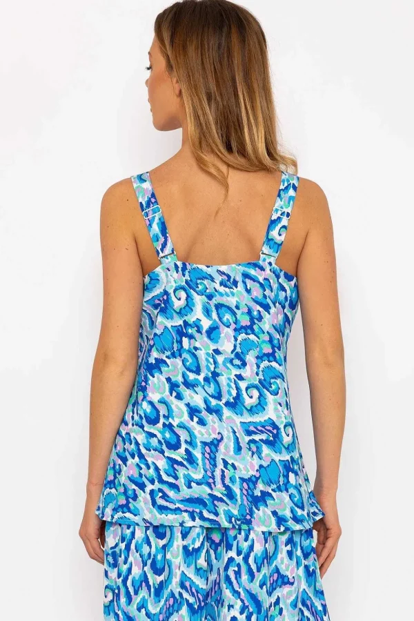 Blue Lurex Print Cami Top