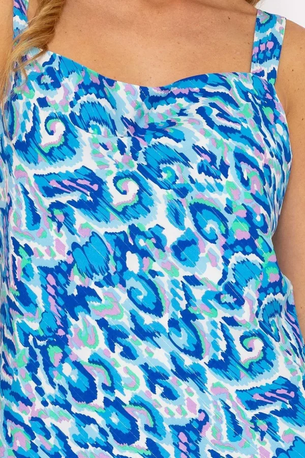 Blue Lurex Print Cami Top