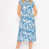 Blue Poppy Floral Printed Midi Dress